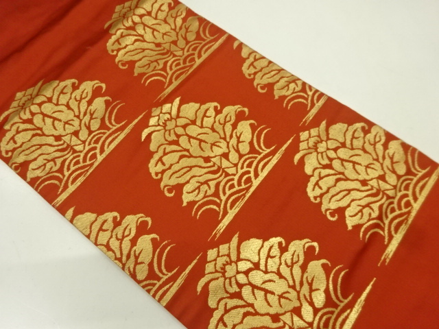 JAPANESE KIMONO / ANTIQUE NAGOYA OBI / WOVEN FLOWER